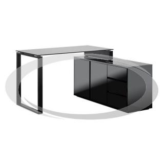 UDFP čierny pracovný stôl Mina so skrinkou