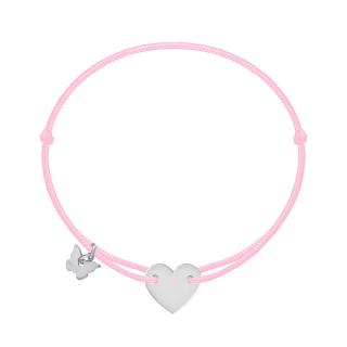 NÁRAMOK CLASSIC HEART WHITE GOLD Farba šnúrky: powder pink