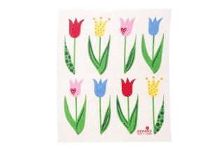 Prateľná kompostovateľná utierka Utierka vzor: tulipány