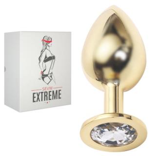 GOLD BUTTPLUG S BIELYM KRIŠTALOM - VEĽKÝ