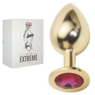 GOLD BUTTPLUG S ČERVENÝM KRIŠTALOM - MALÝ