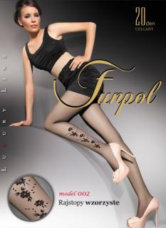 Dámske pančuchové nohavice s kvetinovým vzorom Model 002, 20 Den Farba: Nero - čierna, Veľkosť: 4 - XL