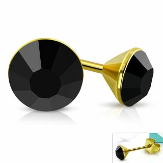 Náušnice s čiernym očkom v zlatej farbe - Dubaii  + darčeková krabička zadarmo Veľkosť náušníc: 6 mm