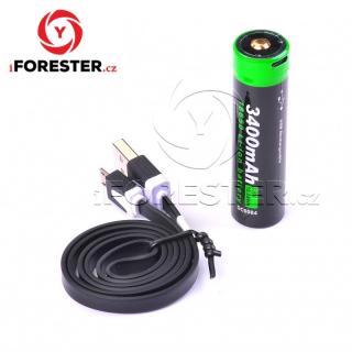 Dobíjacie batérie 18650 USB, Li-Ion, 3,6 V, 3400 mAh