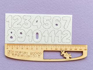 Abeceda, čísla, symboly - výrezy Počet: 1-12, Rozmer: 2,7 cm, Tvar: Čísla