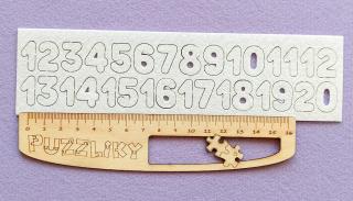 Abeceda, čísla, symboly - výrezy Počet: 1-20, Rozmer: 1,8 cm, Tvar: Čísla