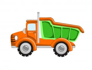 Autá, nákladiaky, vozidlá 40x40 cm - bavlnený panel Téma: Oranžový náklaďák
