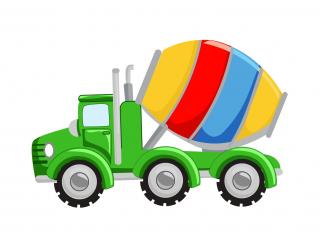 Autá, nákladiaky, vozidlá 40x40 cm - bavlnený panel Téma: Zelený domiešavač