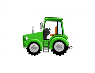 Autá, nákladiaky, vozidlá 40x40 cm - bavlnený panel Téma: Zelený traktor