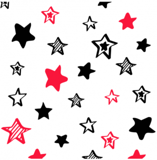 Čiernobiele panely 20x20cm na Patchwork/Mantinel - bavlnený panel Téma: Hviezdičky