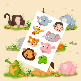 Doplňovačka  Hlavy  ako stránka - bavlnený panel s plsťou Zvieratká: Na safari