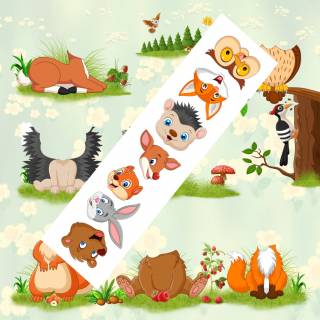 Doplňovačka  Hlavy  ako stránka - bavlnený panel s plsťou Zvieratká: V lese