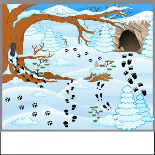 Doplňovačka  Stopy v snehu  ako stránka - bavlnený panel s plsťou