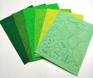 Farebné listy stromov - výrezy Farba: zelená