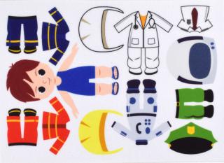 Obliekanie chlapec/kluk povolania - policajt, hasič, doktor, kozmonaut - plstený panel Téma: Chlapček - 15cm