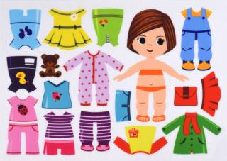 Obliekanie dievčatka/holčičky 15 cm vo variantách - plstený panel Téma: Dievčatko - hnedovlasé