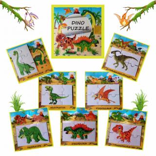 Puzzle kniha  Dinosaury  - 2-vrstvý plstený panel s výrezmi + bavlnený panel