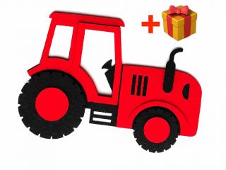 Veľký Traktor - výrezy + darček ☘︎ Farba: červená