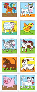 Výlet za zvieratkami - Farma, Les, Zoo - bavlnený panel Zvieratká: Výlet na Farmu (farebný)