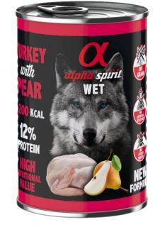 Alpha Spirit Wet konzerva pre psov Morčacie s hruškou 400g