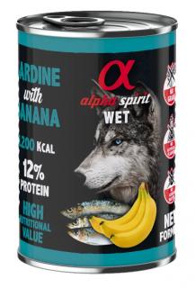 Alpha Spirit Wet konzerva pre psov Sardínky a Banán 400g