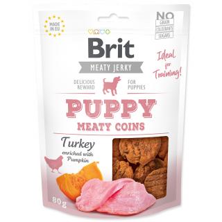 Brit mäsové peniažky z morky a kurčaťa pre šteňatá Jerky Puppy Turkey Meaty Coins 80g