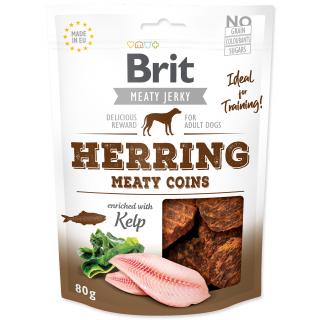 Brit mäsové peniažky zo sleďa a kurčaťa pre psy Jerky Herring Meaty Coins 80g