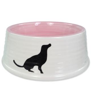 DOG FANTASY keramická miska bielo-ružová 1l