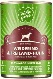 Irish Pure konzerva pre psov hovädzie a kura so zeleninou 390g