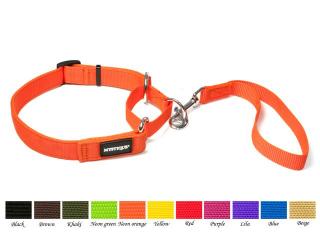 Mystique Nylonové agility vodítko šírka 25 mm Farby: Neon Oranžová, Obvod: 40 - 55 cm