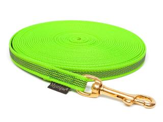 Mystique nylonové pogumované stopovacie vodítko 10m - bronzová karabina Farba: neon zelená