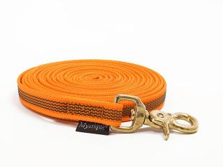 Mystique nylonové pogumované stopovacie vodítko 10m - bronzová vypúšťacia karabina Farba: neon oranžová