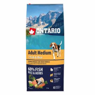 Ontario Adult Medium 7 Fish & Rice 12kg Množstevné zľavy: 1 balenie