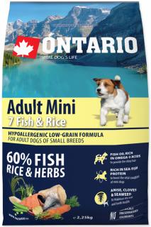 Ontario Adult Mini 7 Fish & Rice Vyrábané vo variantoch: 2,25 kg
