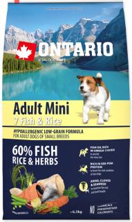 Ontario Adult Mini 7 Fish & Rice Vyrábané vo variantoch: 6,5 kg