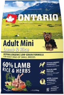 Ontario Adult Mini Lamb & Rice 6,5kg Vyrábané vo variantoch: 2,25 kg