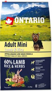 Ontario Adult Mini Lamb & Rice 6,5kg Vyrábané vo variantoch: 6,5 kg