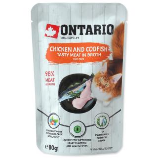 Ontario kapsička pre mačky Chicken and Codfish in Broth výhodné balenie 15x80g