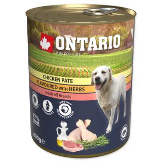 ONTARIO konzerva pre psy Chicken 800g - kuracie mäso s bylinkami