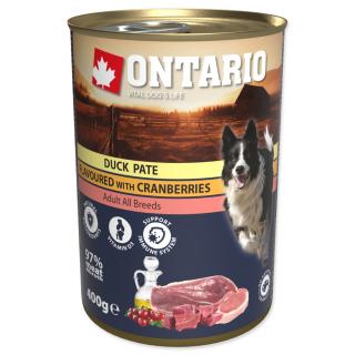 ONTARIO konzerva pre psy Duck Pate 400g - mleté kačacie mäso s brusnicami