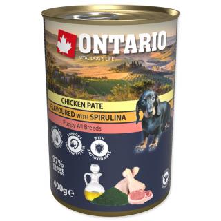 Ontario konzerva pre psy Puppy Chicken With Spirulina 400g - pre šteniatka