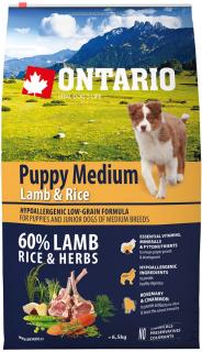 ONTARIO Puppy Medium Lamb & Rice 6,5kg Množstevné zľavy: 3 balenie