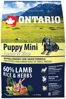ONTARIO Puppy Mini Lamb & Rice Vyrábané vo variantoch: 2,25 kg
