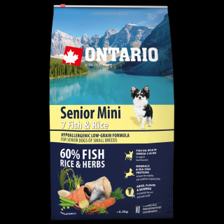 ONTARIO Senior Mini Fish & Rice Vyrábané vo variantoch: 6,5 kg