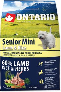 ONTARIO Senior Mini Lamb & Rice Vyrábané vo variantoch: 2,25 kg