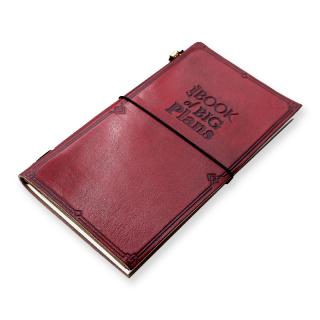 Zápisník kožený  Malá kniha s veľkými plánmi - červený 22 x 12,3 cm