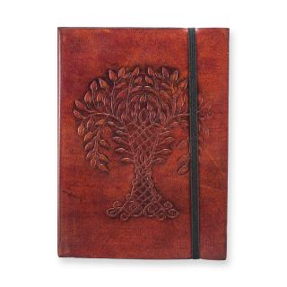 Zápisník kožený malý s gumičkou  Strom života 18 x 13 cm