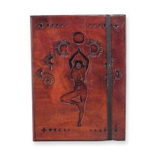 Zápisník kožený malý s gumičkou  Vesmírna Bohyňa 18 x 13 cm