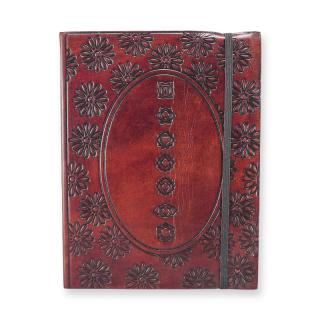 Zápisník kožený stredný s gumičkou  Čakra mandala 20,5 x 15,5 cm