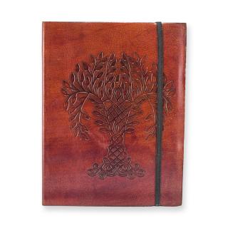 Zápisník kožený stredný s gumičkou  Strom života 20,5 x 15,5 cm